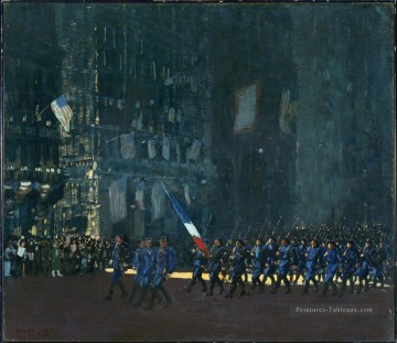diables bleus sur la cinquième avenue 1918 George luks ville de scènes de rue de paysage urbain Peinture à l'huile